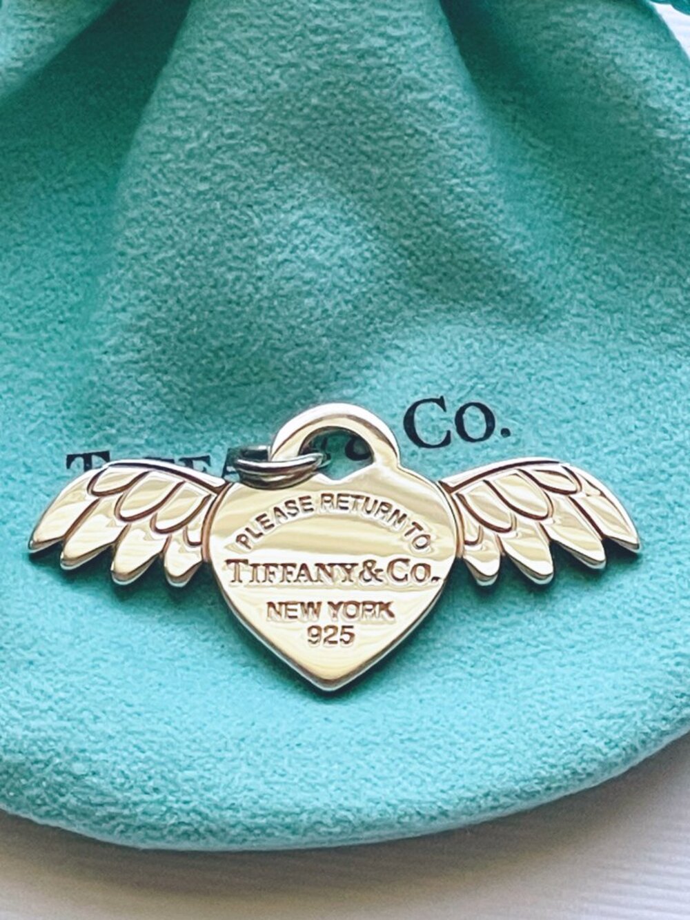Tiffany & Co. Angel Wing Heart Charm Pendant Return to Tiffany with Pouch